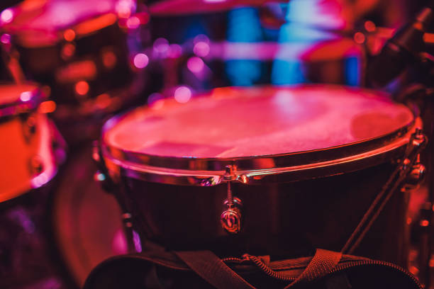 istock Drum kit on stage in the spotlight color. 1135855524