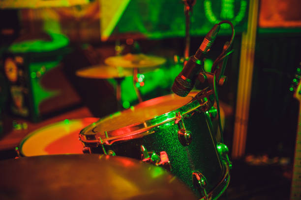 istock Drum kit on stage in the spotlight color. 1135855528