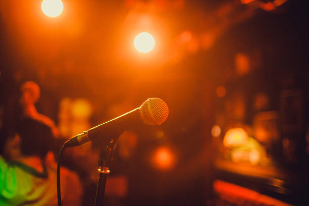 istock Microphone. Microphone close-up. A pub. Bar. A restaurant. Classical music. Music. 1135855538