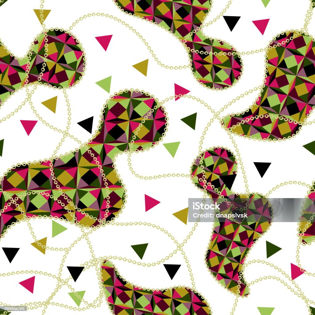 Triangle Chain Pattern Abstract Figures With Triangles Of Different Colors With Chains On A ...