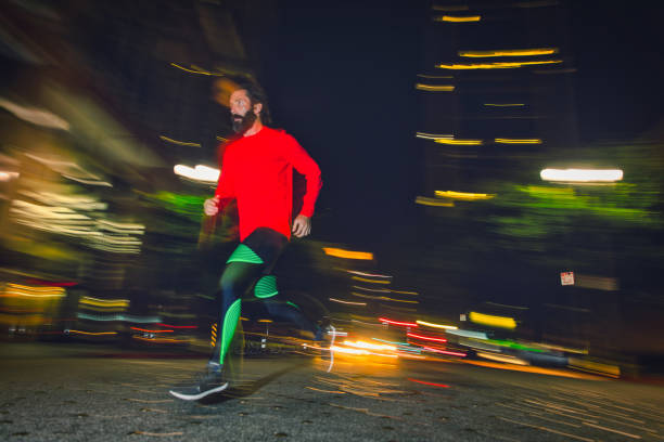 Man Running at Night in Los Angeles