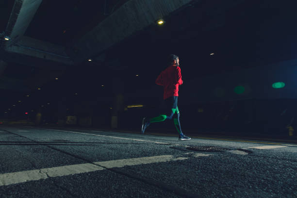 Man Running at Night in Los Angeles