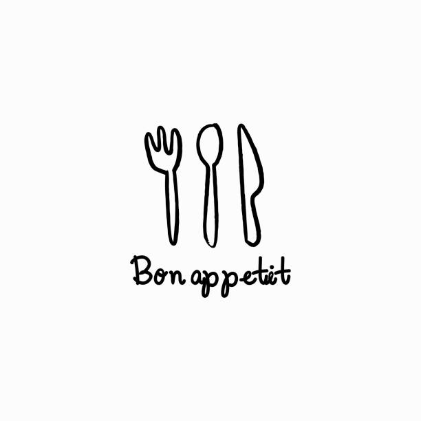 домашняя икона выпечки - eating utensil silverware fork spoon stock illustrations