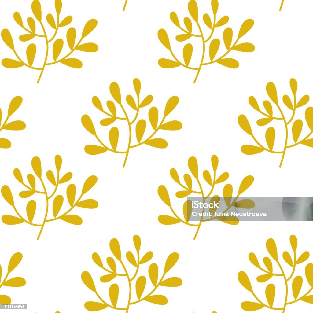 Yellow Leave Pattern Seamless Vector Yellow Leaves Pattern On White Stock Illustration ...