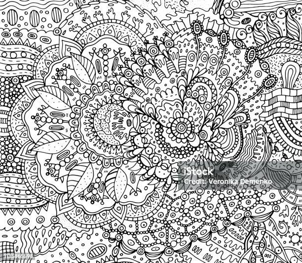 Coloring Page For Adults With Boho Doodle Background Cartoon Ink Graphic Art For Adults Vector Illustration Stock Illustration - Download Image Now