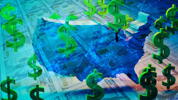 istock 3D USA Map, Dollar Currency and Symbol 1135869423