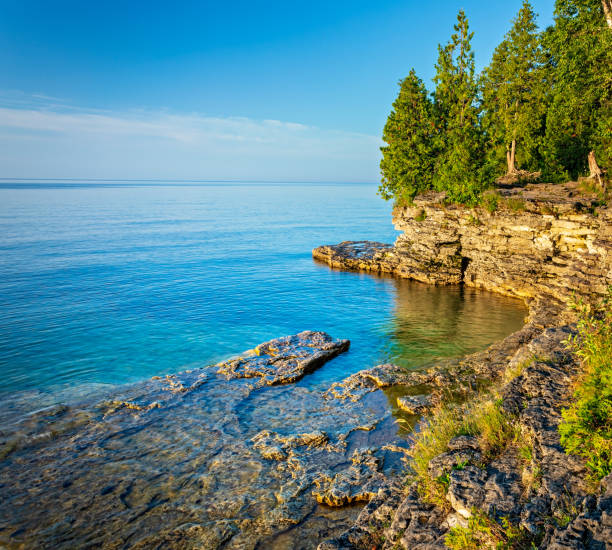 istock Rocky coastline at Cave Point on Lake Michigan 1135870234