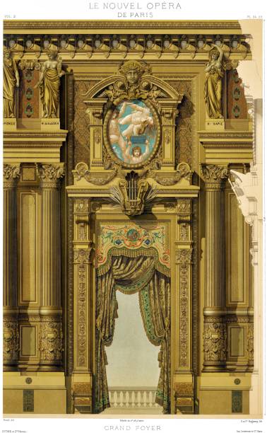 illustrations, cliparts, dessins animés et icônes de palais garnier. grand foyer, par leur créateur – 1880 - opera garnier