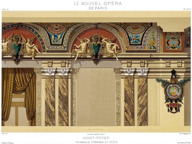 パレ・ガルニエ。前衛玄関、overmantels tympans とボールト、彼らの創造者によって-1880 - opera opera garnier paris france france点のイラスト素材／クリップアート素材／マンガ素材／アイコン素材