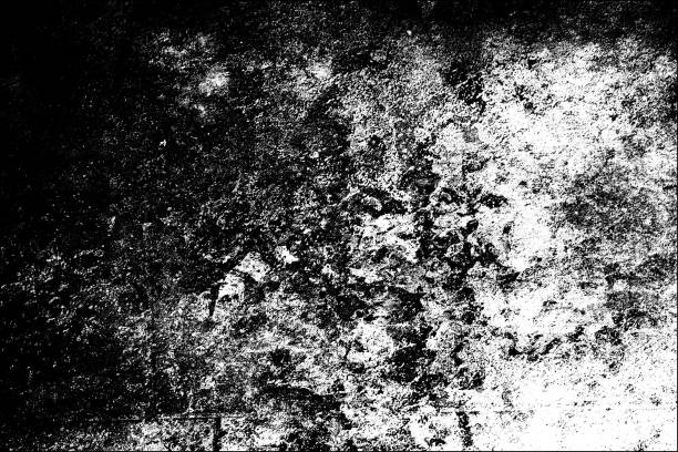 istock Texture of scratches, cracks, chips. Monochrome abstract grunge background. Black and white pattern of old surface. Template for texturing posters, business cards, labels, icons 1135882317