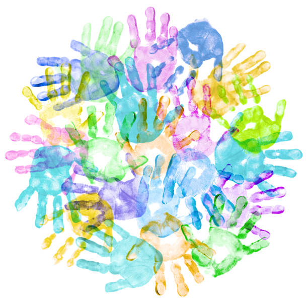 istock Colorful Children Hand Prints Forming a Circle 1135886654
