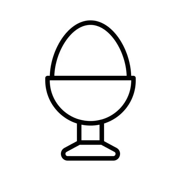 Vector illustration of Boiled egg in egg cup vector, Easter line icon editable stroke