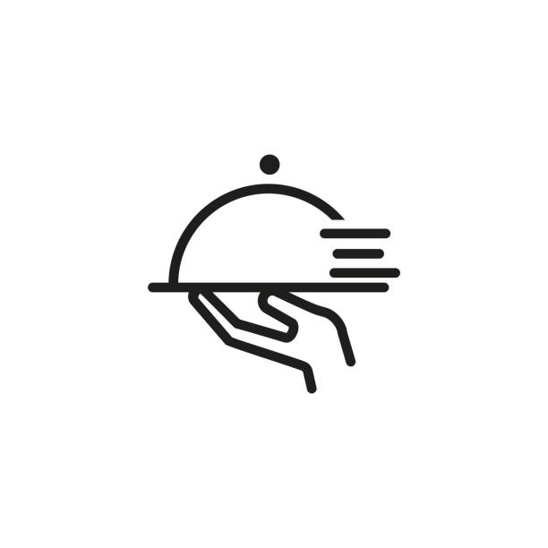 Quick waiter line icon Quick waiter line icon. Cloche, order, dish. Restaurant concept. Can be used for topics like food delivery, meal, catering cloche cuisine stock illustrations