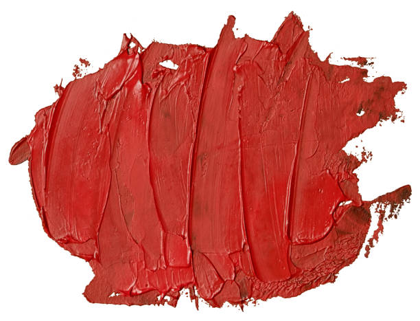 istock red hand drawn oil paint spot isolated on white background 1135891527
