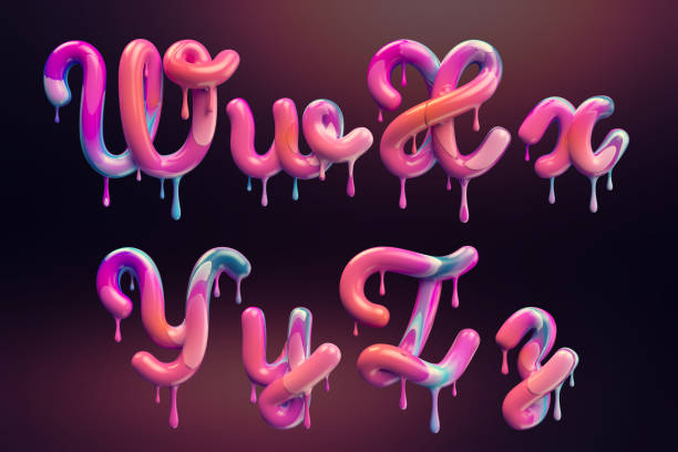 istock Cream alphabet, set of 3d letters with melted colorful shape. 1135897641