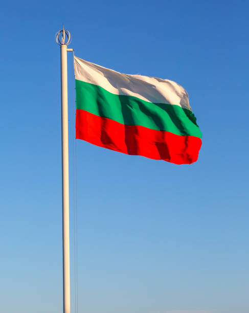 istock flag of Bulgaria against  sky 1135912082