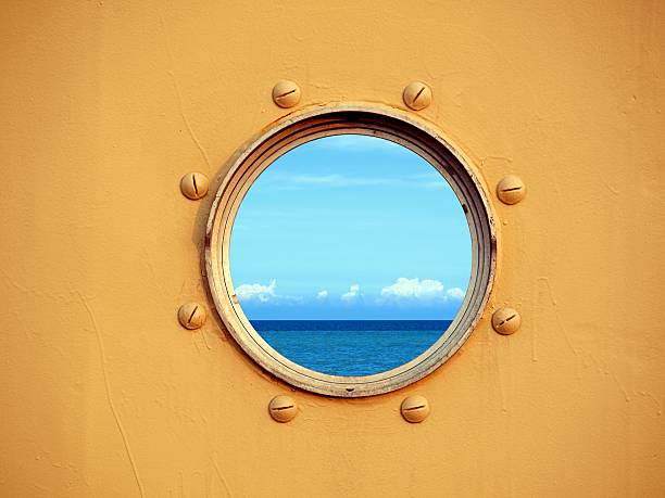 View of the Ocean through a Porthole stock photo