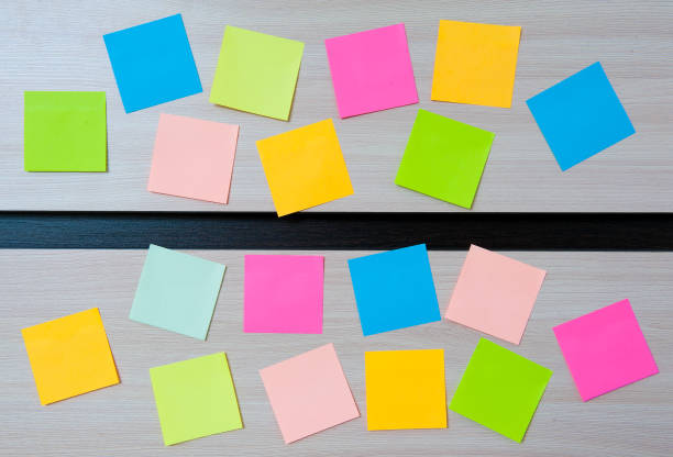 istock Plan of the week on stickers. Colored stickers. Office forms and blank stickers. 1135914215