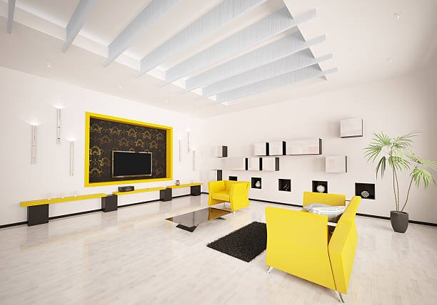 istock Interior of modern living room 3d render 113591529