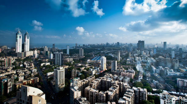 vista aerea di mumbai 08 - mumbai foto e immagini stock
