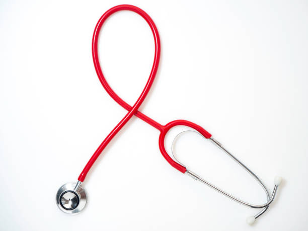 istock Red Stethoscope on white background. Health care concept 1135915835