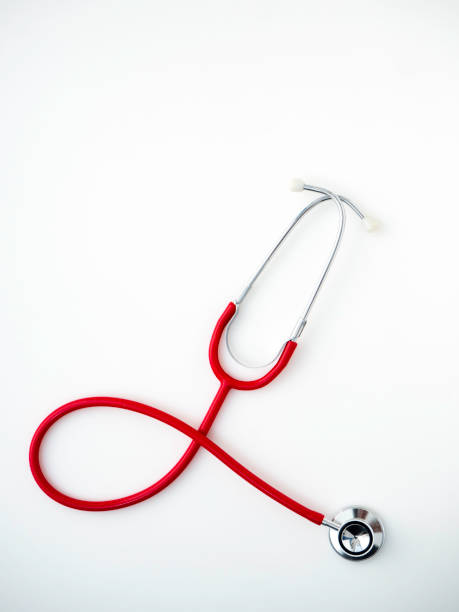 istock Red Stethoscope on white background. Health care concept 1135915954