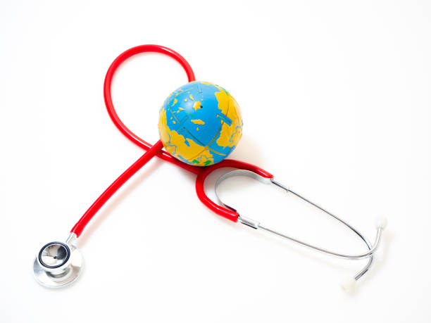istock Red Stethoscope on white background. Health care concept 1135916033