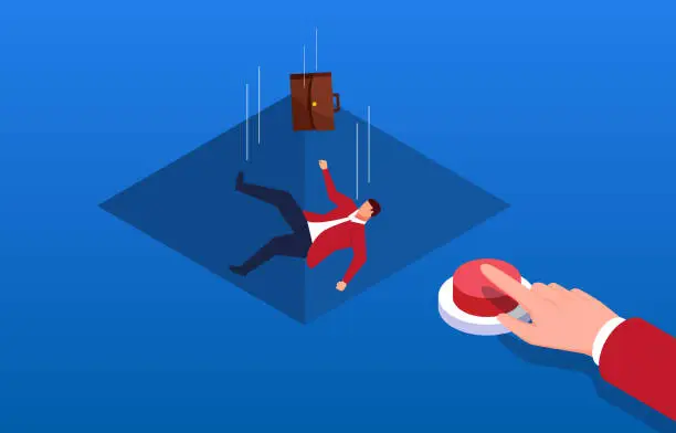 Vector illustration of failure,Businessman is eliminated