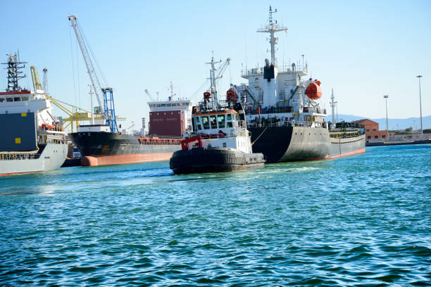 istock Ship and tugboat in the harbor 1135920879