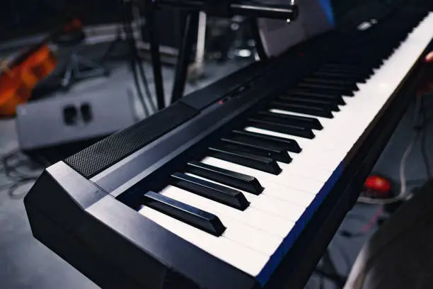 Photo of piano in the recording studio