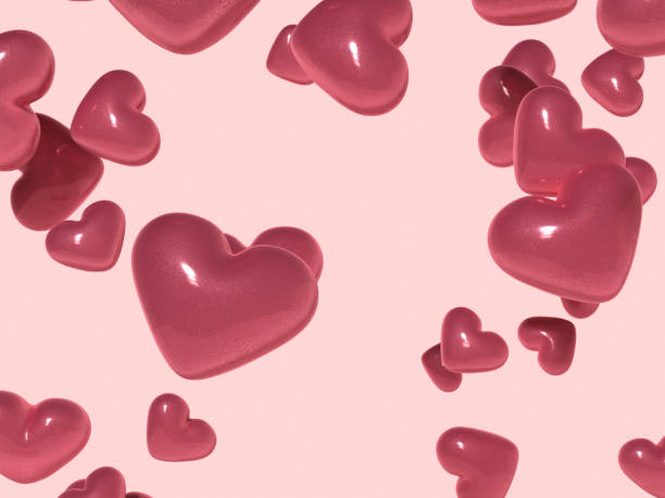 3d rendering heart shape glossy pink love surprise valentine gift concept