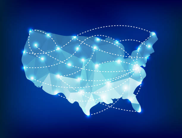 istock USA country map polygonal with spot lights places 1135926913