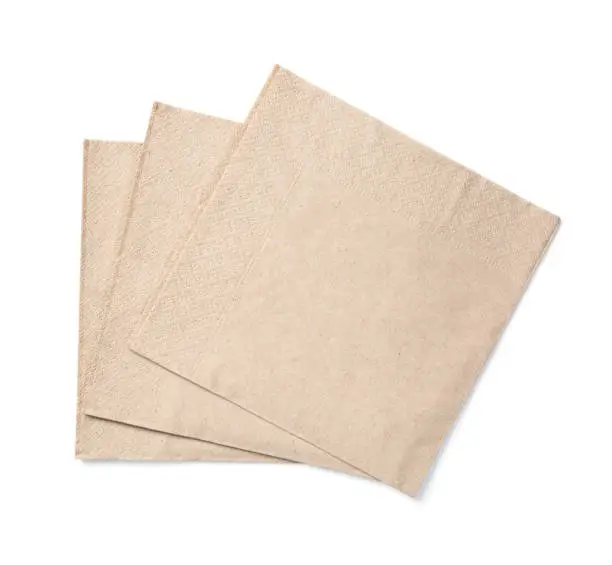 Eco friendly disposable paper napkin  isolated on a white background