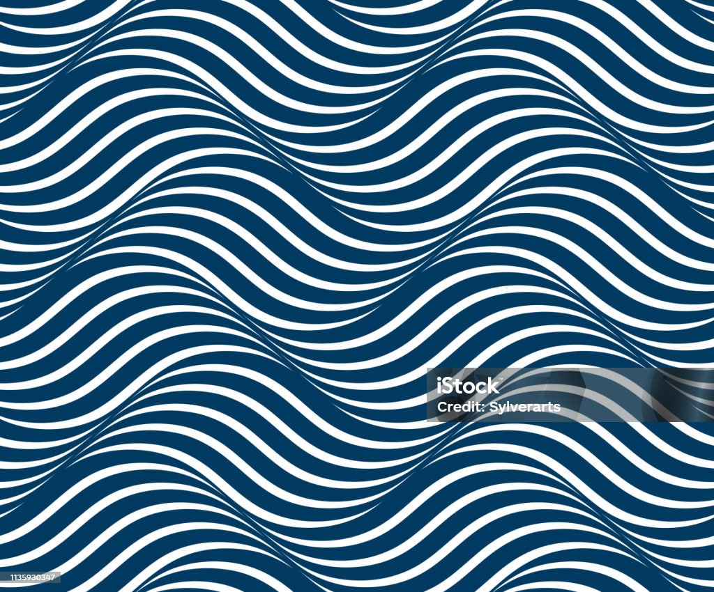 Wave Pattern Repeatable Water Waves Seamless Pattern Vector Curve Lines Abstract Repeat Tiling ...