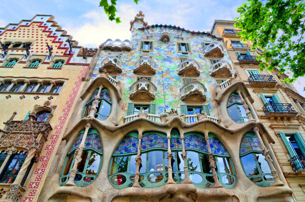 카사 바트 요 바이 안토니 가우디, 바르셀로나 - casa battlo 이미지 뉴스 사진 이미지