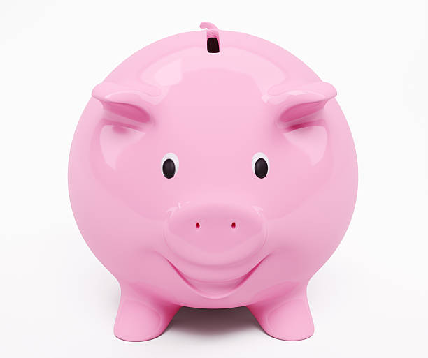 istock Happy smiling piggy bank 3d render 113593164