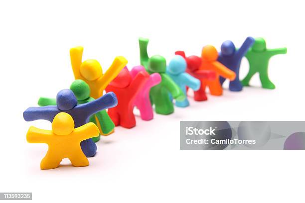 Puppets In A Row Stock Photo - Download Image Now - Small, Variation, White Background