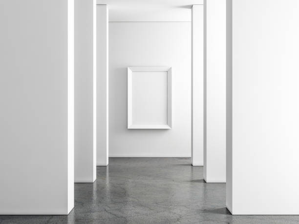 istock White poster Frame Mockup in empty art gallery interior 1135933775