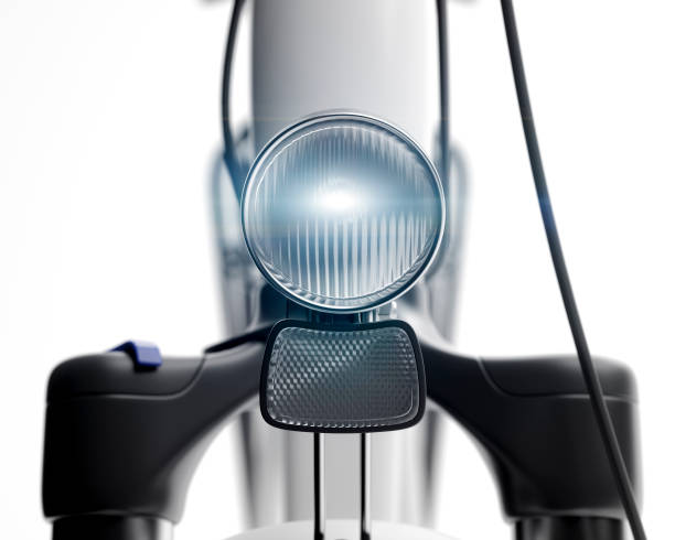 istock Bicycle lamp glowing close up 3d illustration 1135938413