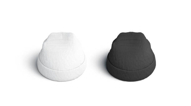 istock Blank blank and white beanie mockup set, isolated, 1135939383