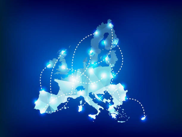 istock European Union map polygonal with spot lights places 1135941558