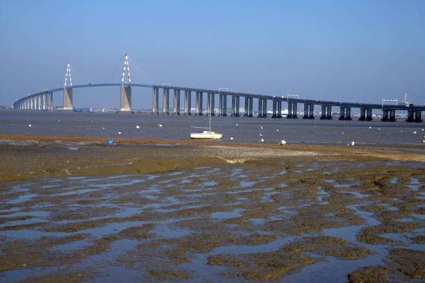 bridge of saint-Nazaire in Loire-Atlantique seen from the beach