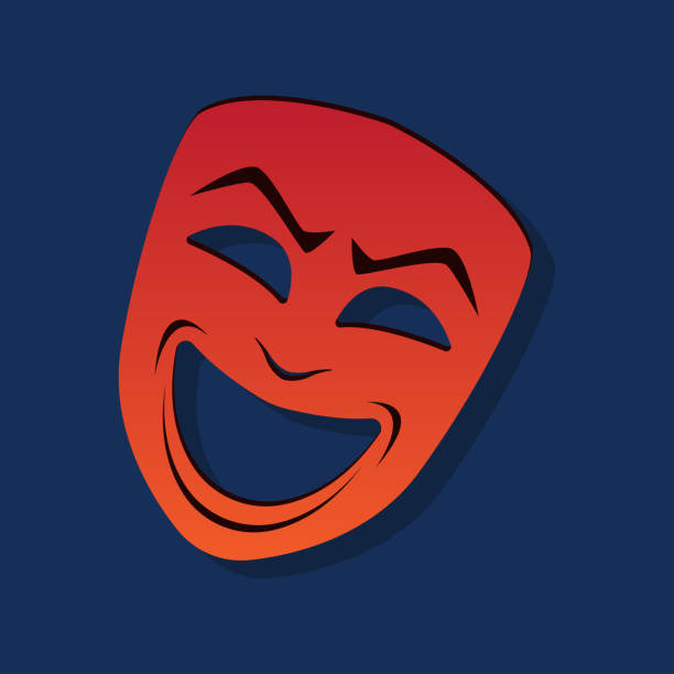 Theatrical laugh scared expression Theatrical laugh scared expression. Vector Illustration video charades stock illustrations