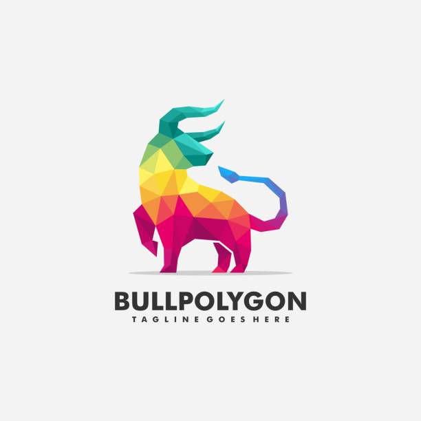 bull polygon concept illustration vector design vorlage - stock exchange chart stock market investment stock-grafiken, -clipart, -cartoons und -symbole