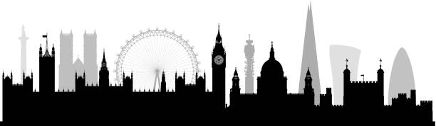 london (alle gebäude sind komplett und beweglich) - london eye stock-grafiken, -clipart, -cartoons und -symbole