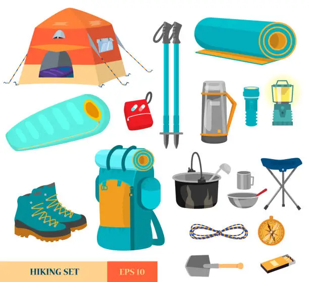 Vector illustration of Hiking equipment