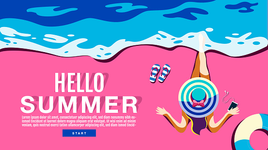 Summer Holiday, Poster , Banner, swimming pool, sunshine ,Vector Illustration.
