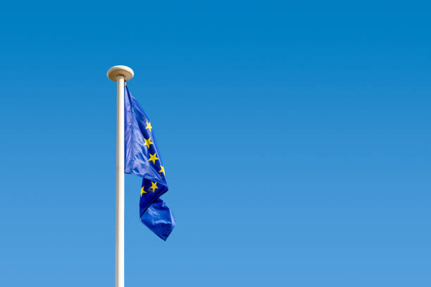 europe flag without windeconomic  slowdown in Europe