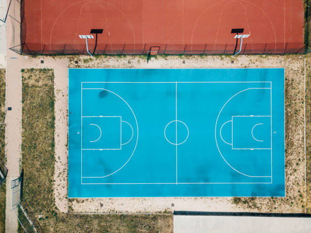 istock Three Basketball courts from aerial point of view 1135952061