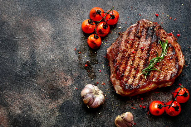 istock Grilled marbled beef steak with vegetables 1135952778